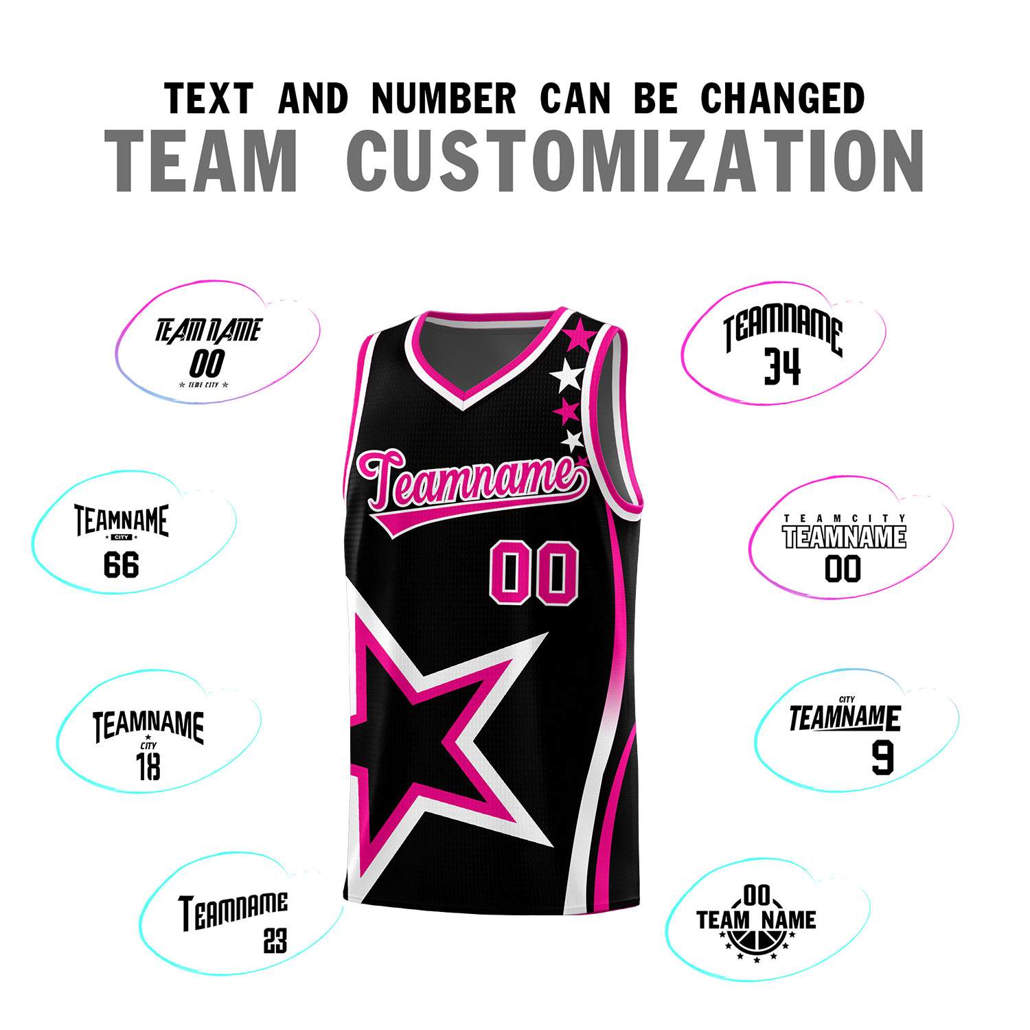 Custom Black Shoulder Stars Graffiti Pattern Sets Basketball Jersey