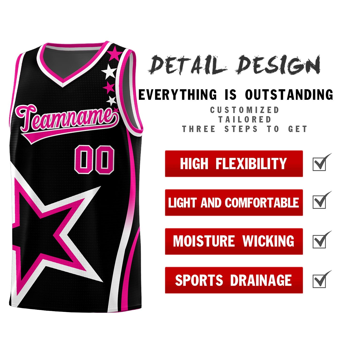 Custom Black Shoulder Stars Graffiti Pattern Sets Basketball Jersey