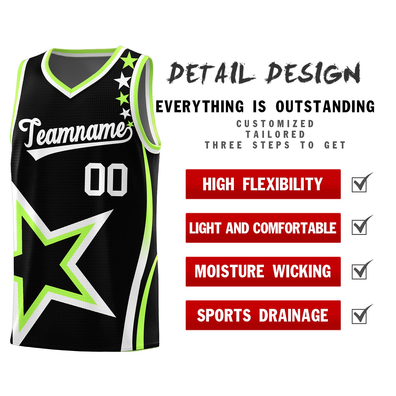 Custom Black Shoulder Stars Graffiti Pattern Sets Basketball Jersey