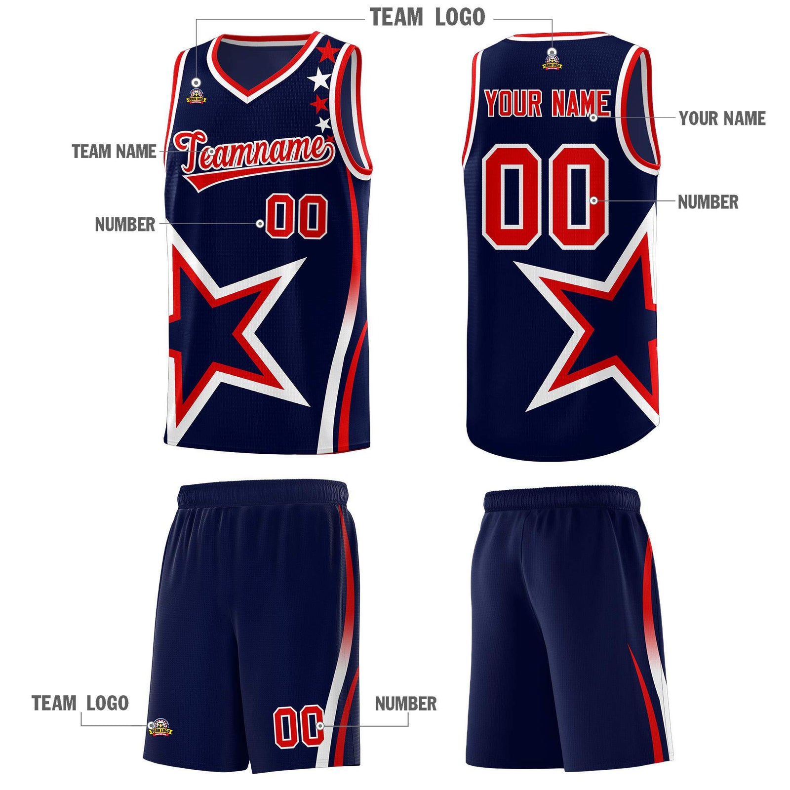 Custom Navy Shoulder Stars Graffiti Pattern Sets Basketball Jersey