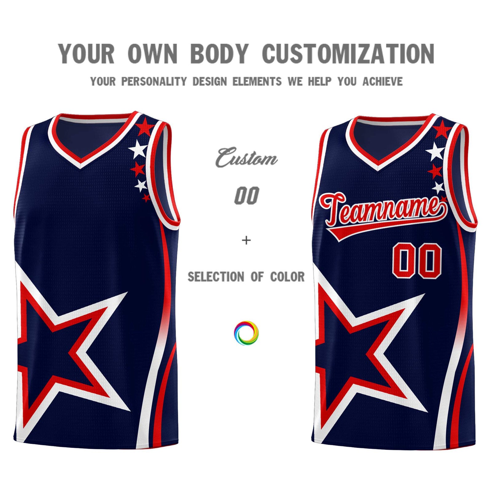 Custom Navy Shoulder Stars Graffiti Pattern Sets Basketball Jersey