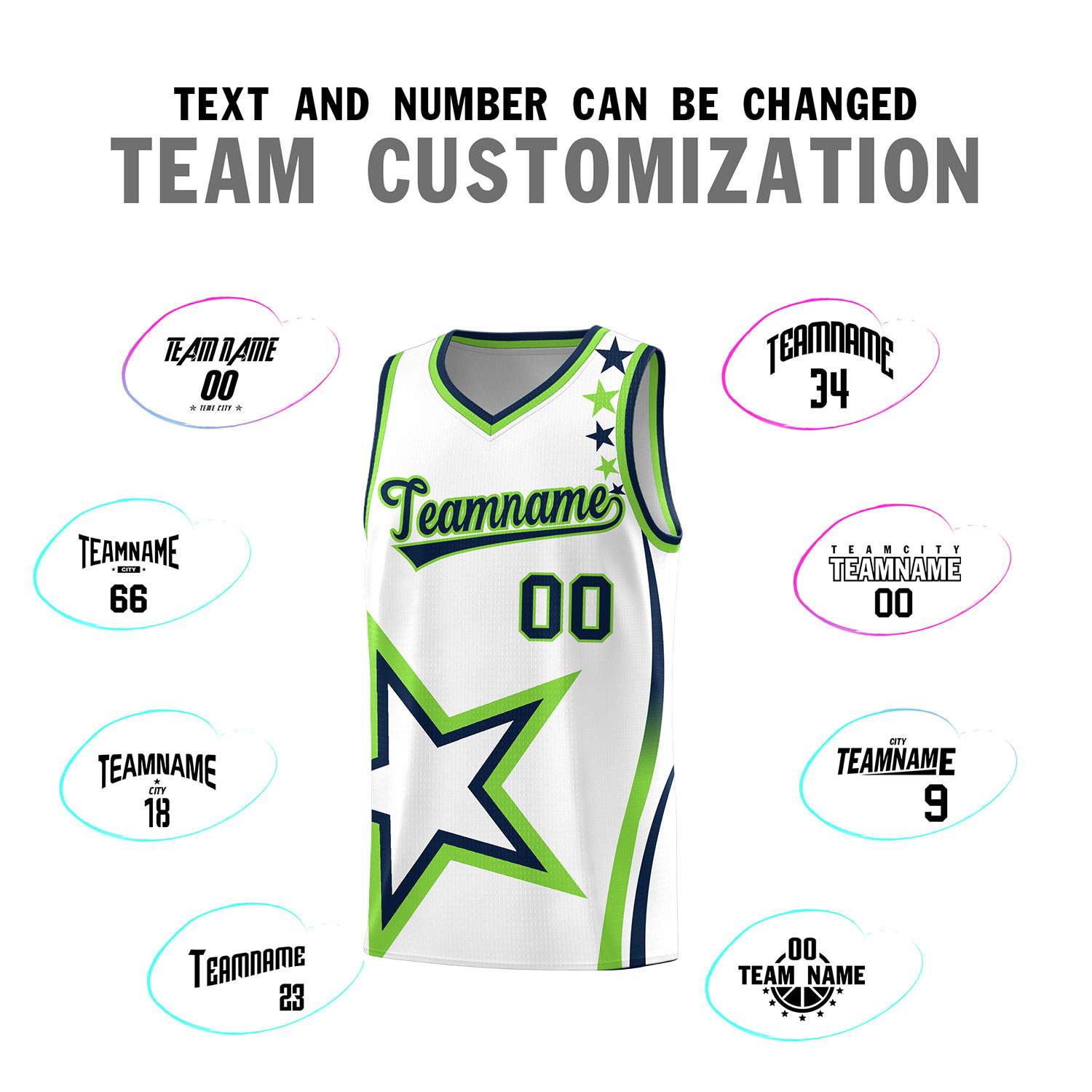 Custom White Shoulder Stars Graffiti Pattern Sets Basketball Jersey
