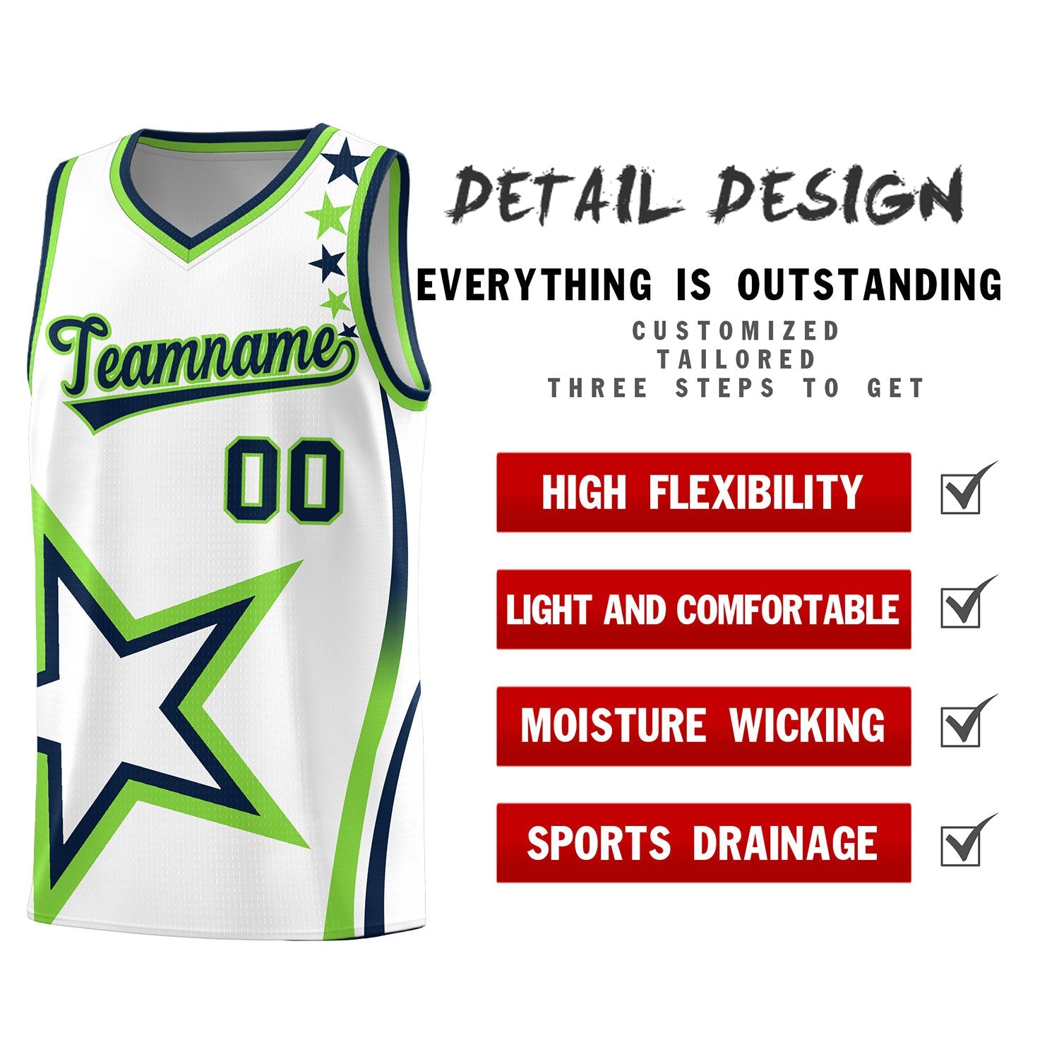 Custom White Shoulder Stars Graffiti Pattern Sets Basketball Jersey