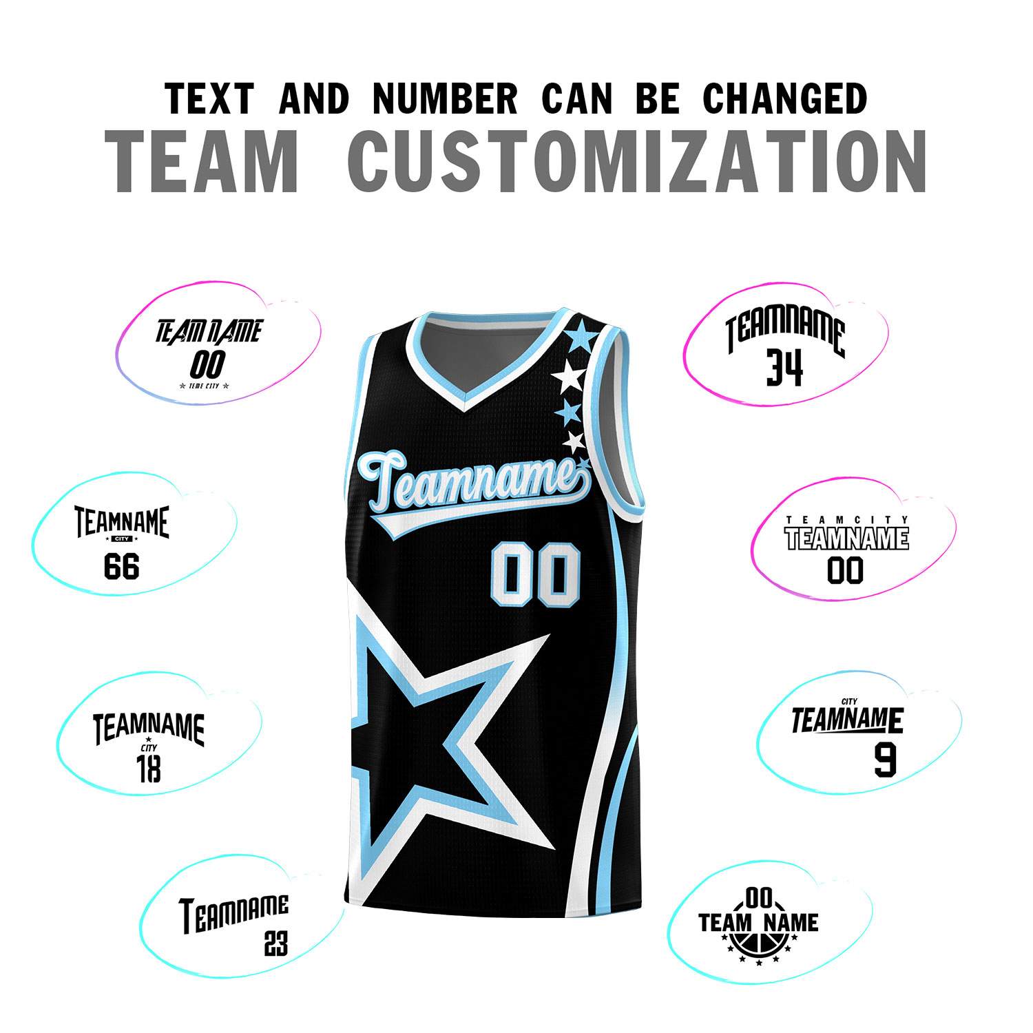 Custom Black Shoulder Stars Graffiti Pattern Sets Basketball Jersey