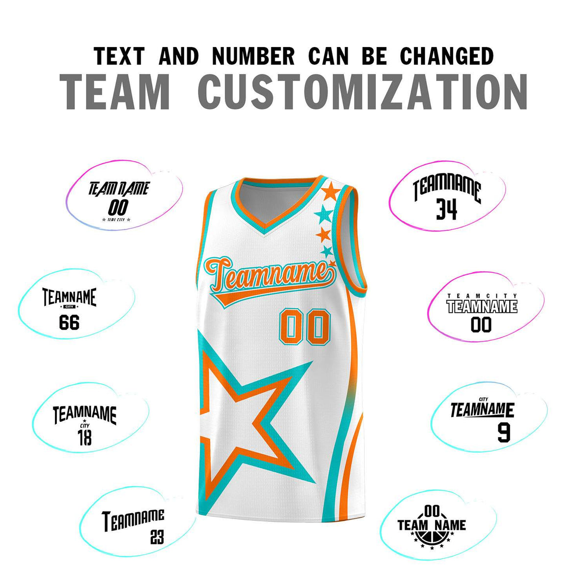 Custom White Shoulder Stars Graffiti Pattern Sets Basketball Jersey
