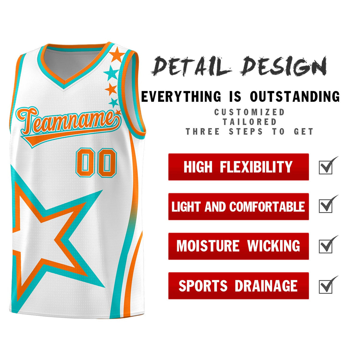 Custom White Shoulder Stars Graffiti Pattern Sets Basketball Jersey