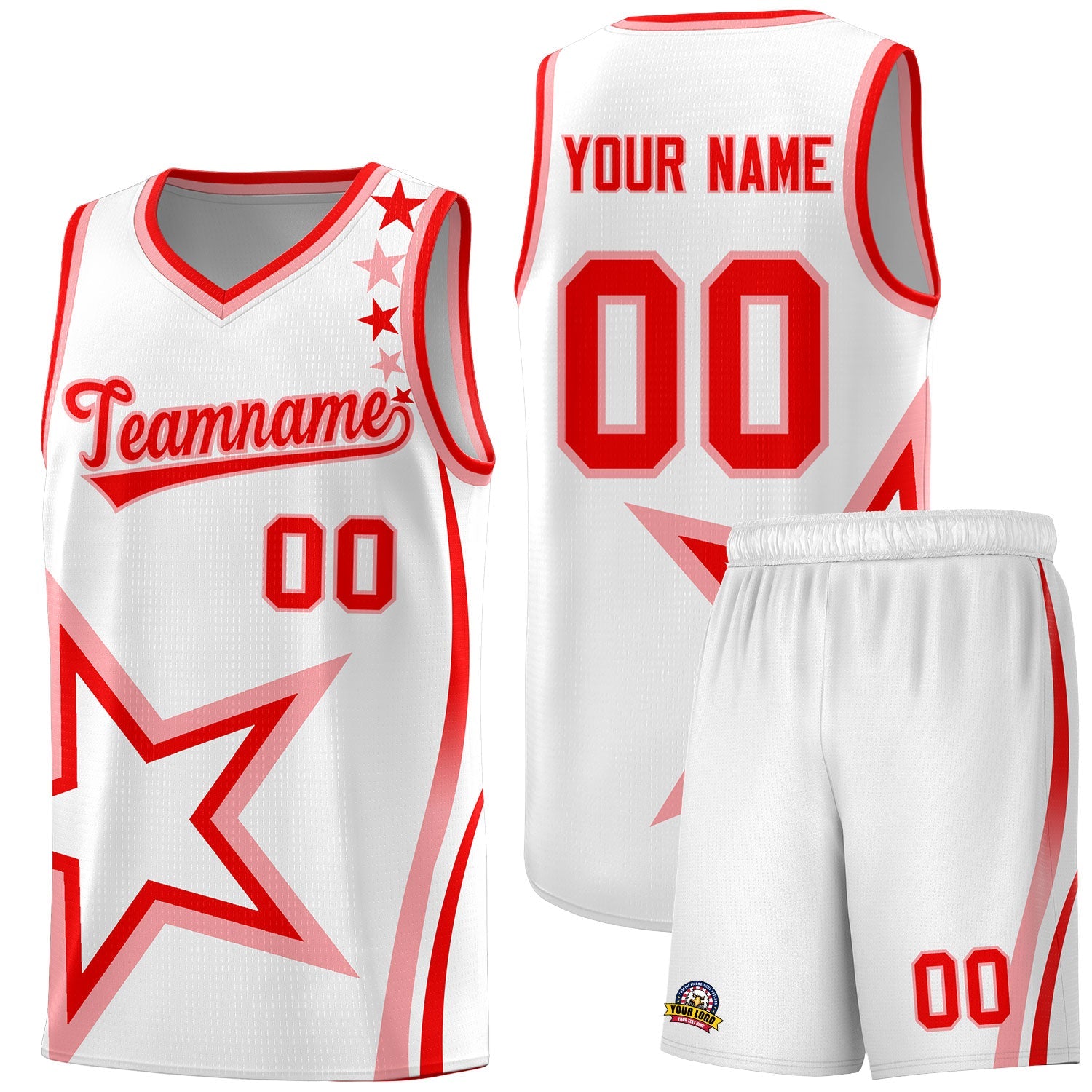 Custom White Shoulder Stars Graffiti Pattern Sets Basketball Jersey