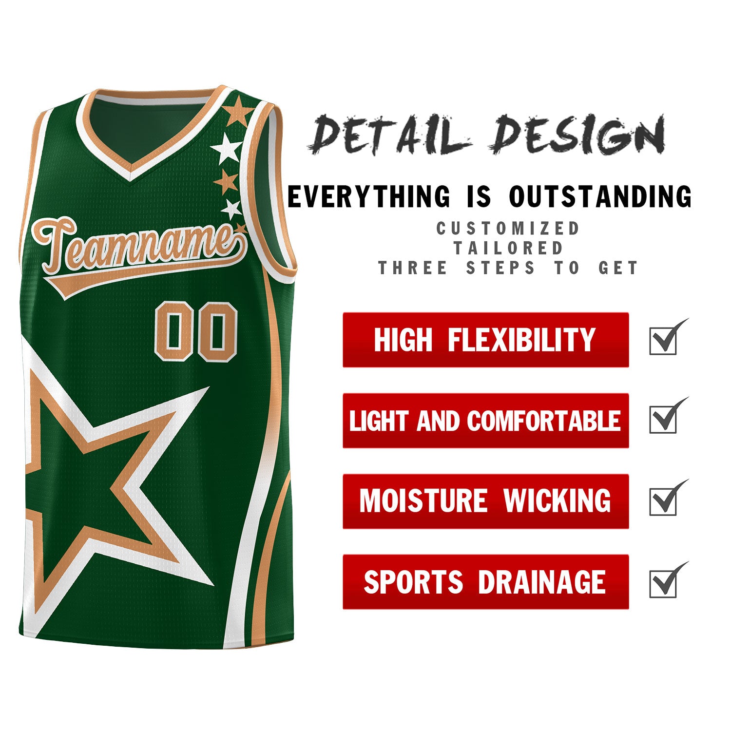 Custom Green Shoulder Stars Graffiti Pattern Sets Basketball Jersey