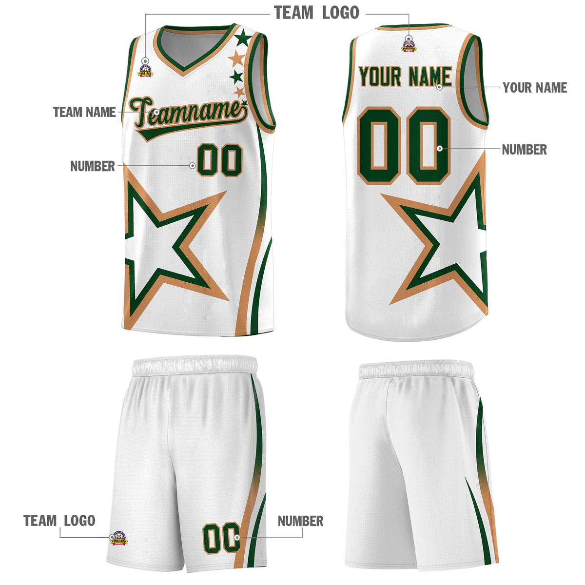 Custom White Shoulder Stars Graffiti Pattern Sets Basketball Jersey