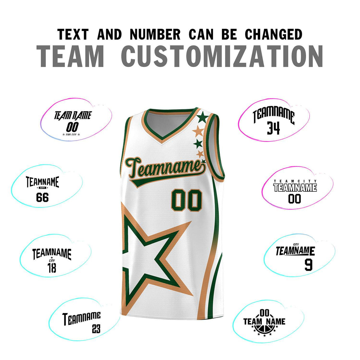 Custom White Shoulder Stars Graffiti Pattern Sets Basketball Jersey
