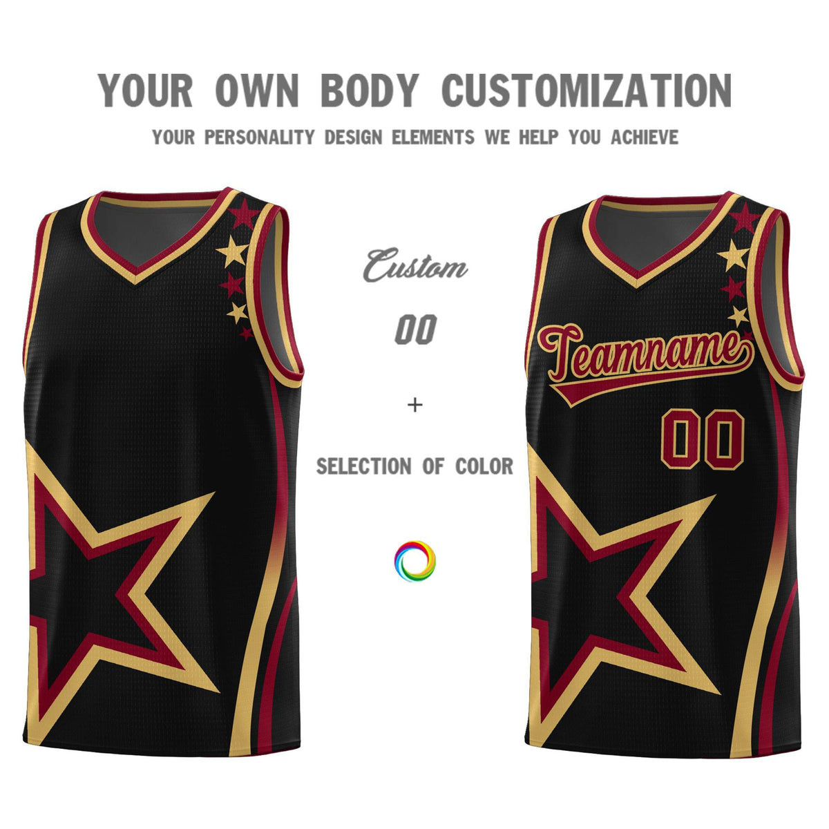 Custom Black Shoulder Stars Graffiti Pattern Sets Basketball Jersey