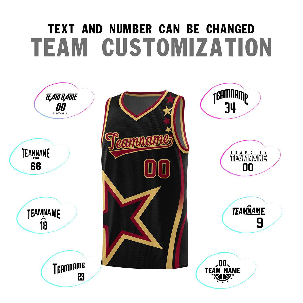 Custom Black Shoulder Stars Graffiti Pattern Sets Basketball Jersey