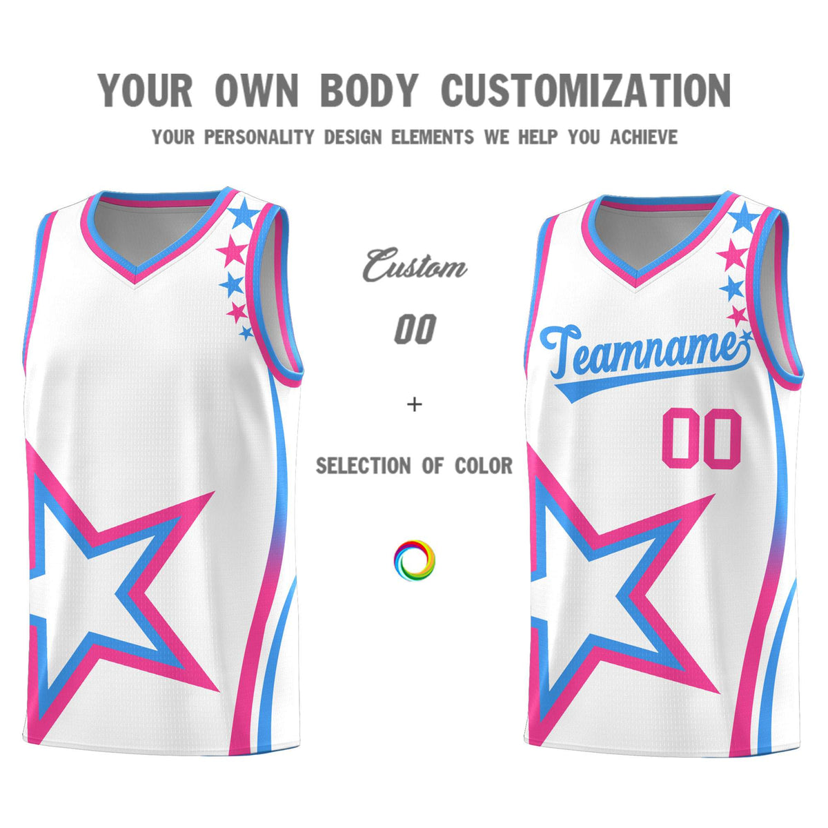 Custom White Shoulder Stars Graffiti Pattern Sets Basketball Jersey
