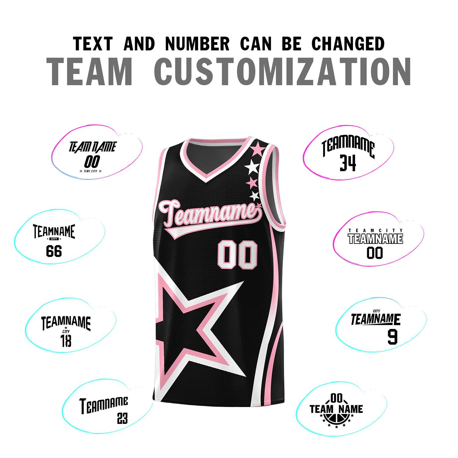 Custom Black Shoulder Stars Graffiti Pattern Sets Basketball Jersey
