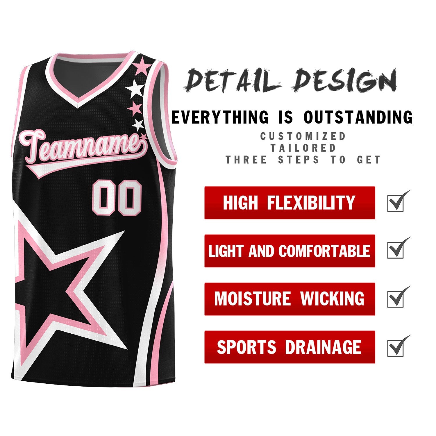 Custom Black Shoulder Stars Graffiti Pattern Sets Basketball Jersey