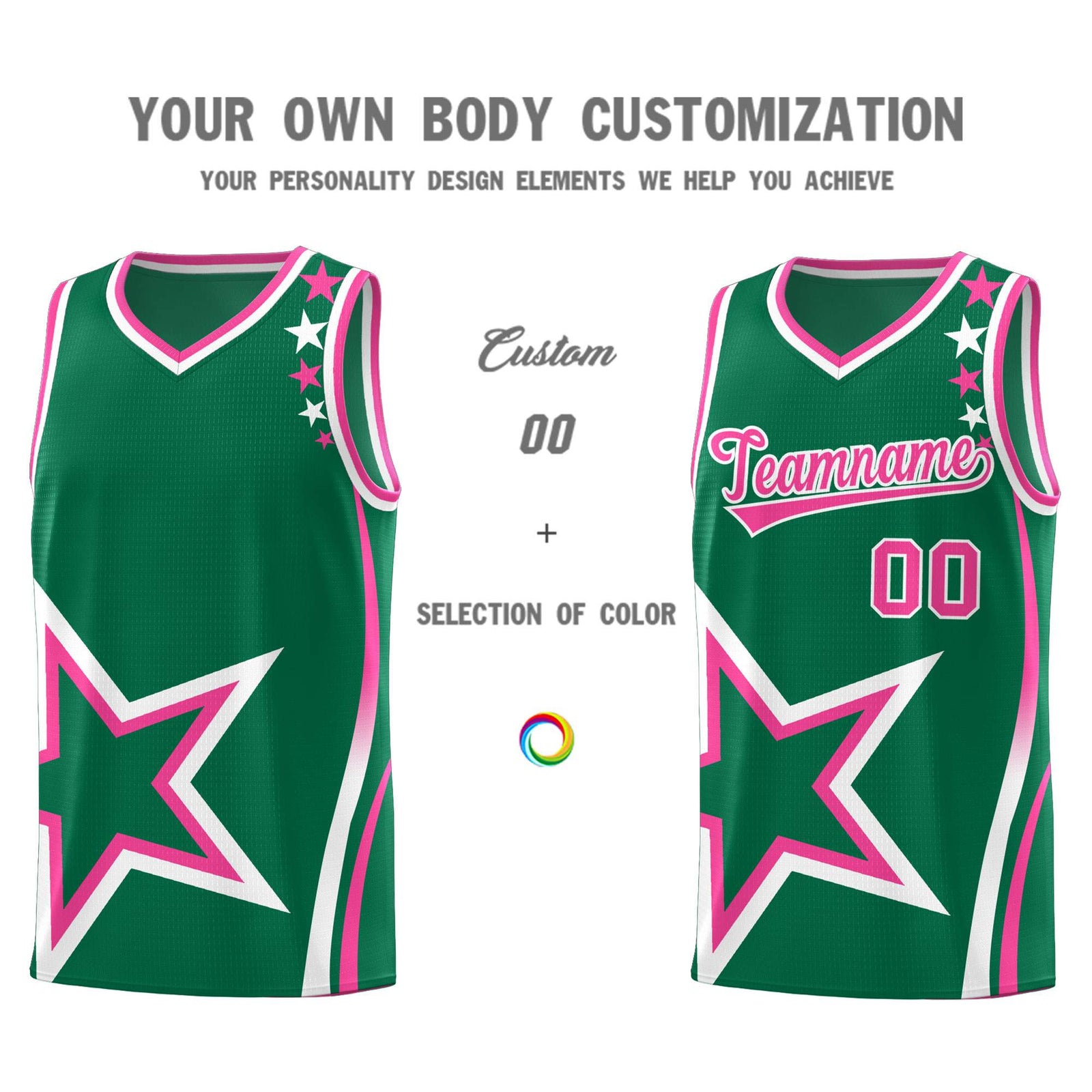 Custom Kelly Green Shoulder Stars Graffiti Pattern Sets Basketball Jersey