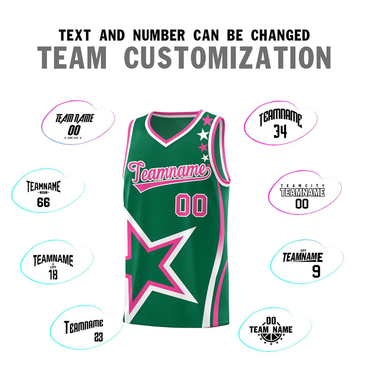 Custom Kelly Green Shoulder Stars Graffiti Pattern Sets Basketball Jersey