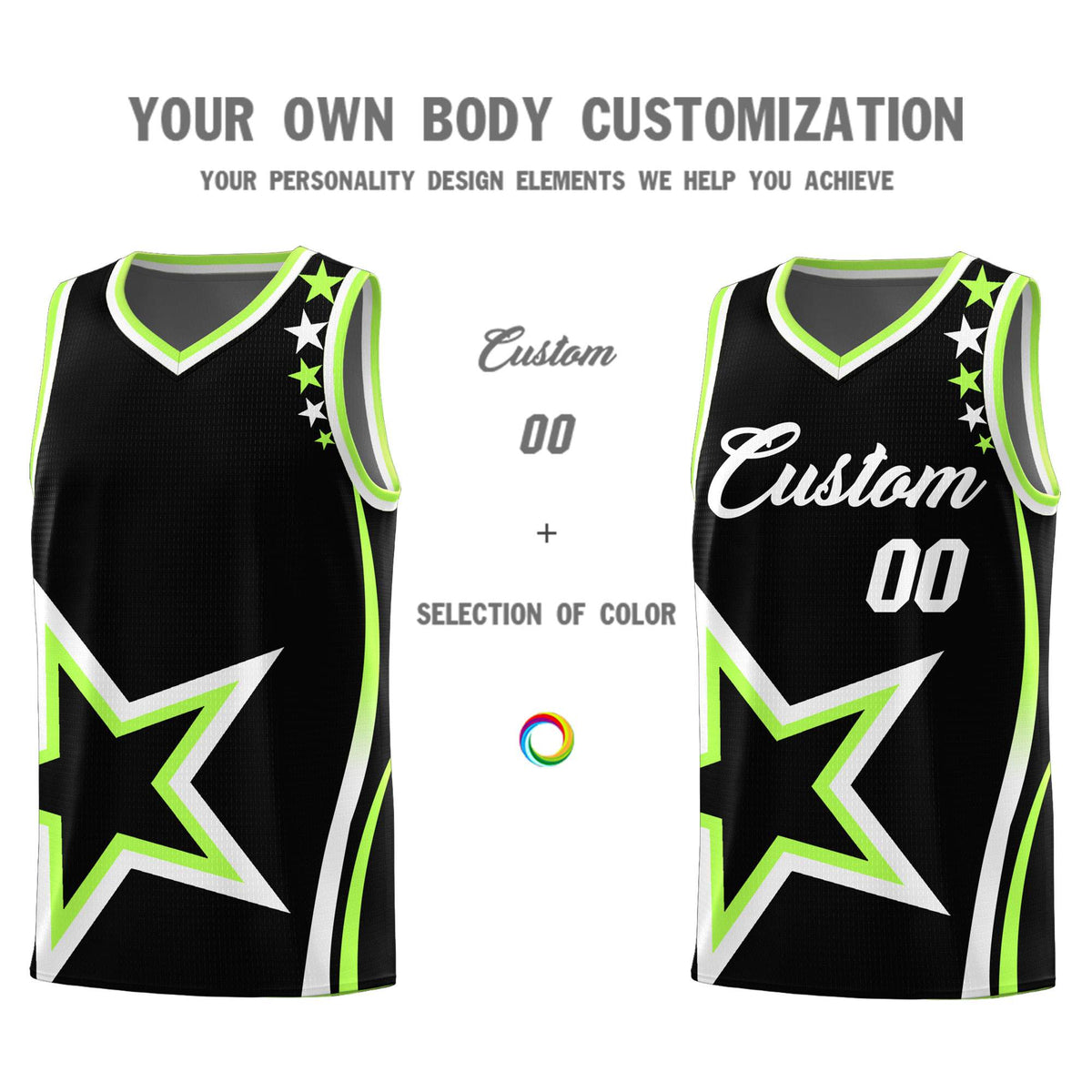 Custom Black Shoulder Stars Graffiti Pattern Sets Basketball Jersey