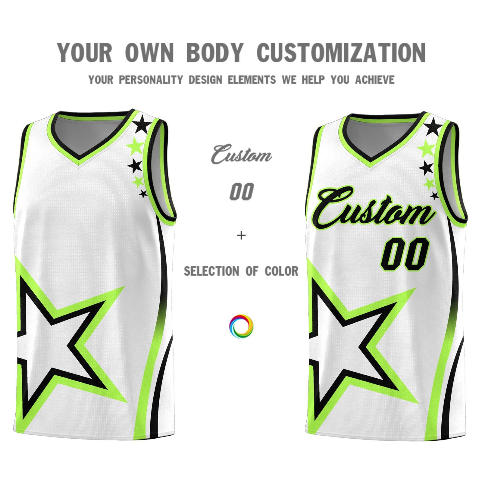 Custom White Shoulder Stars Graffiti Pattern Sets Basketball Jersey