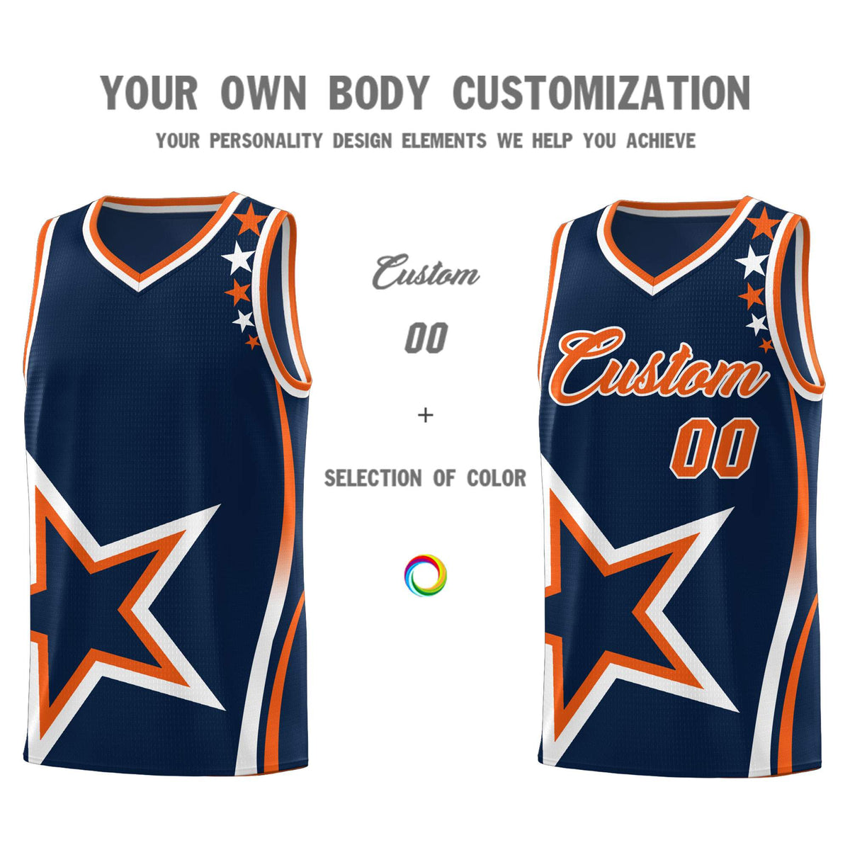 Custom Navy Shoulder Stars Graffiti Pattern Sets Basketball Jersey