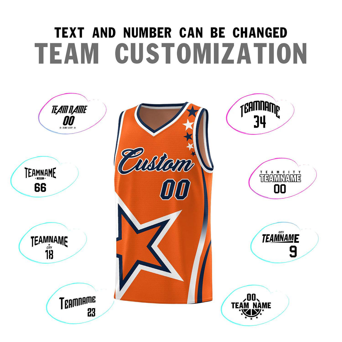 Custom Gold Orange Shoulder Stars Graffiti Pattern Sets Basketball Jersey