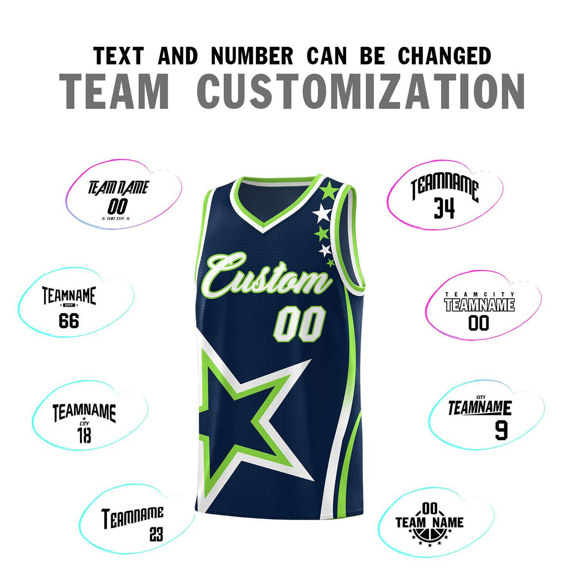 Custom Navy Shoulder Stars Graffiti Pattern Sets Basketball Jersey