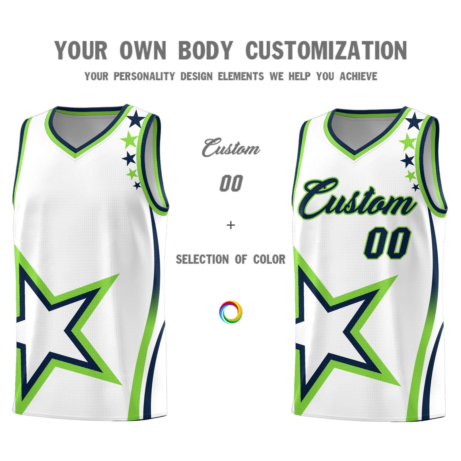 Custom White Shoulder Stars Graffiti Pattern Sets Basketball Jersey