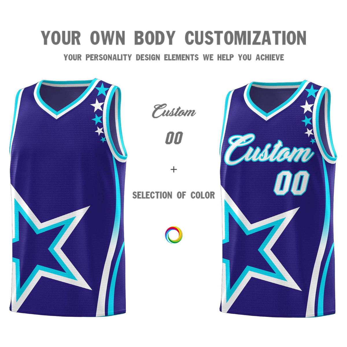 Custom Navy Shoulder Stars Graffiti Pattern Sets Basketball Jersey
