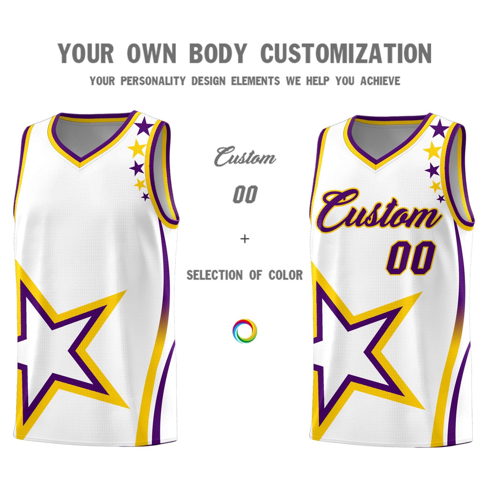 Custom White Shoulder Stars Graffiti Pattern Sets Basketball Jersey