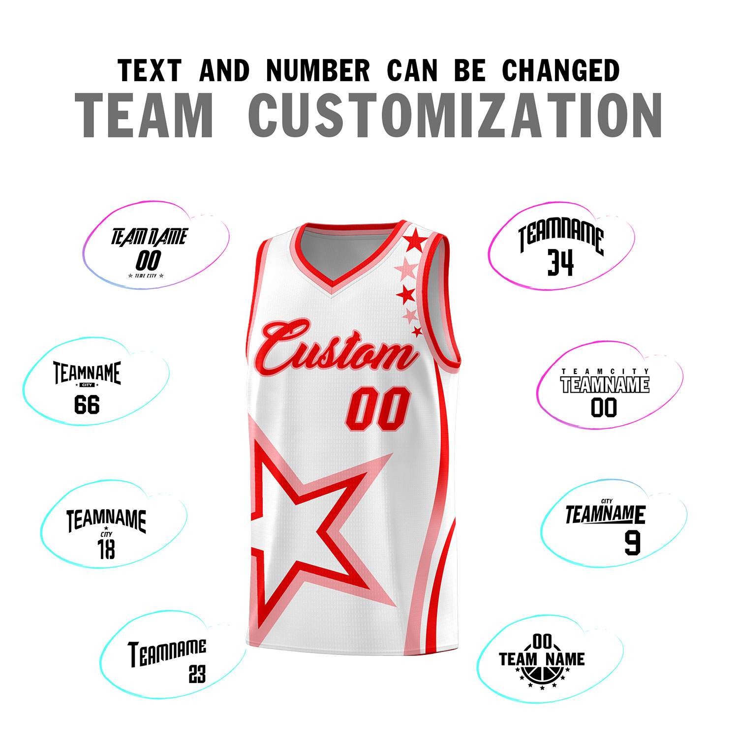 Custom White Shoulder Stars Graffiti Pattern Sets Basketball Jersey