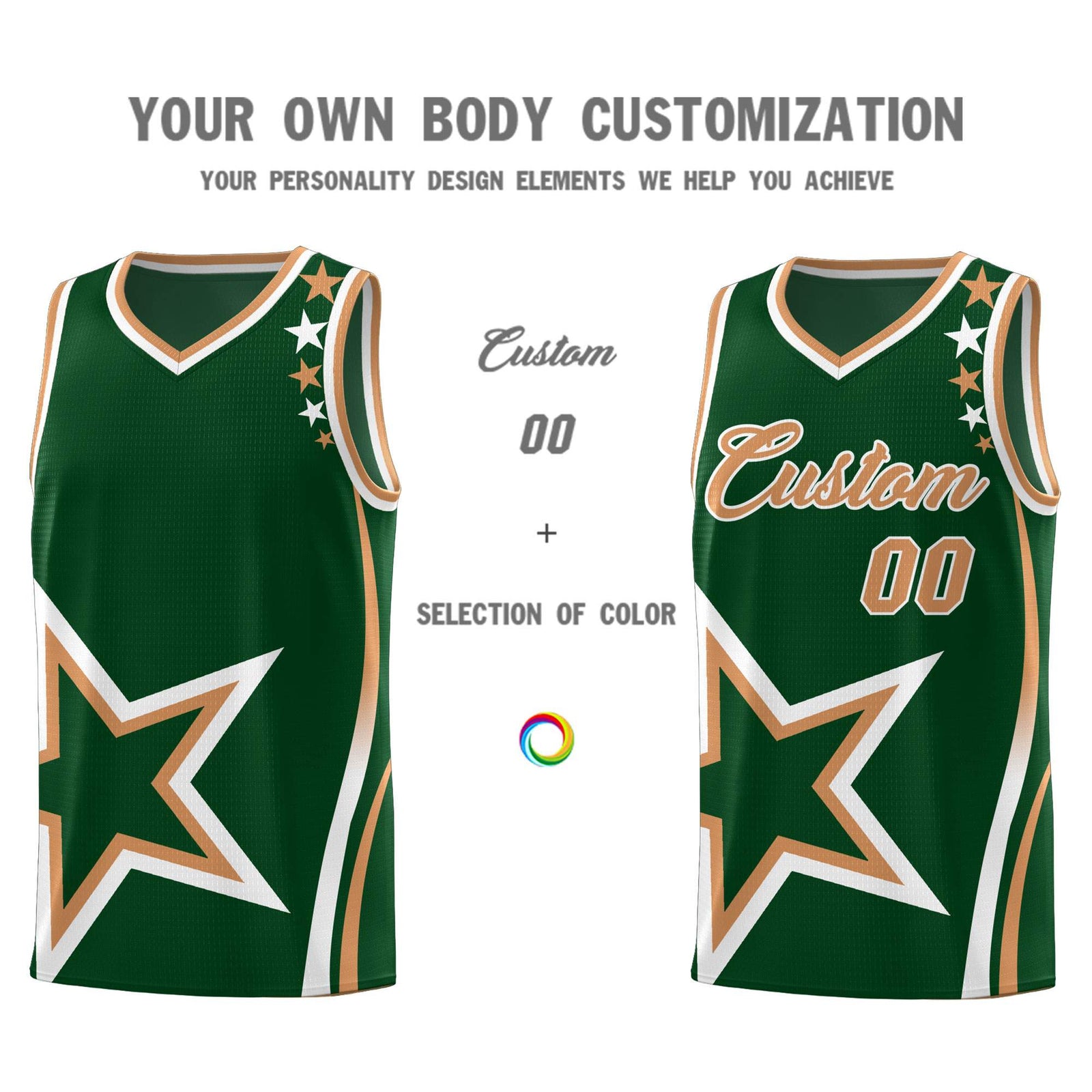 Custom Green Shoulder Stars Graffiti Pattern Sets Basketball Jersey