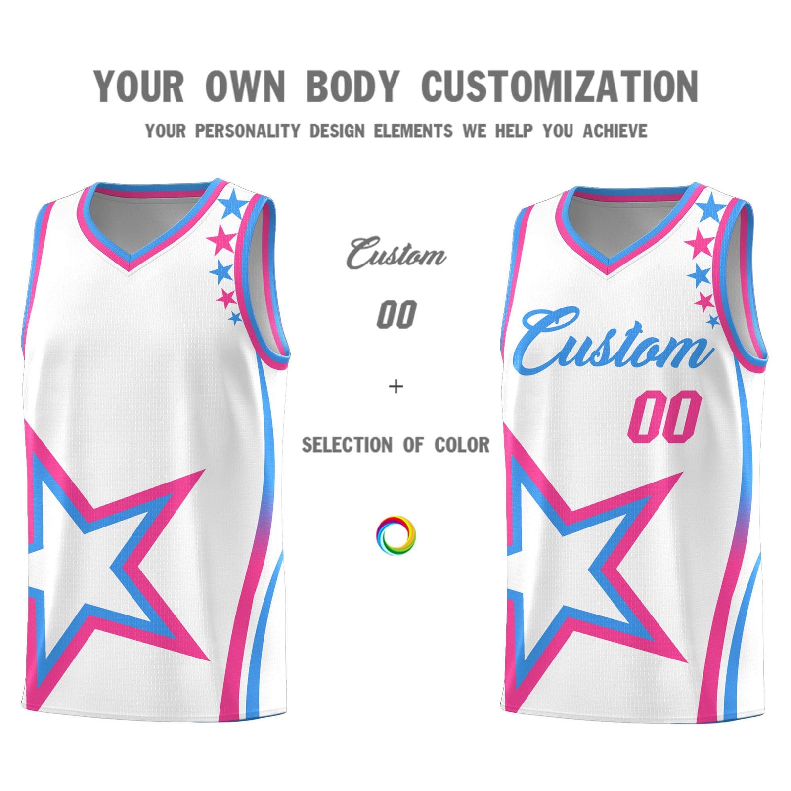Custom White Shoulder Stars Graffiti Pattern Sets Basketball Jersey