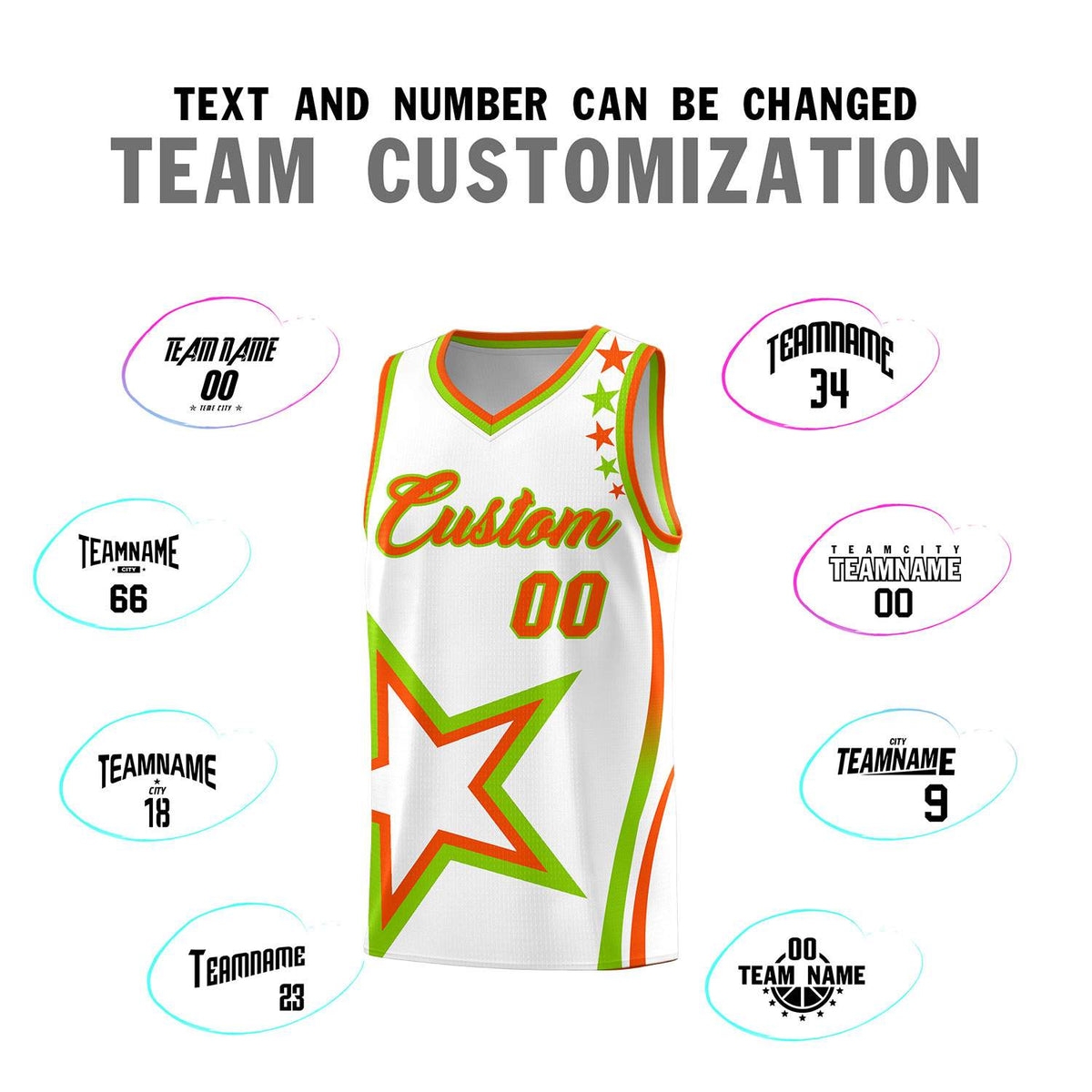 Custom White Shoulder Stars Graffiti Pattern Sets Basketball Jersey
