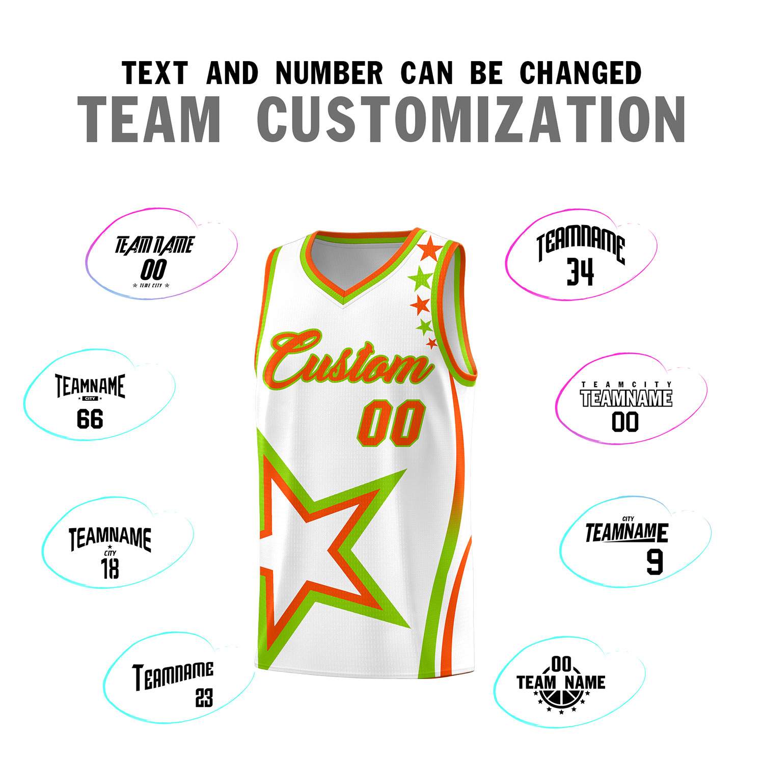 Custom White Shoulder Stars Graffiti Pattern Sets Basketball Jersey