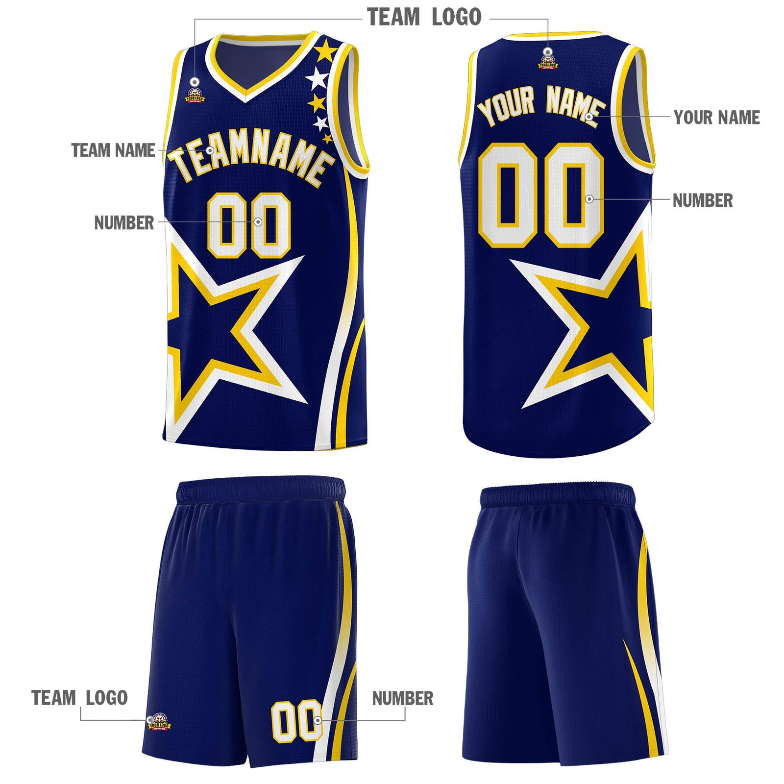 Custom Navy Shoulder Stars Graffiti Pattern Sets Basketball Jersey