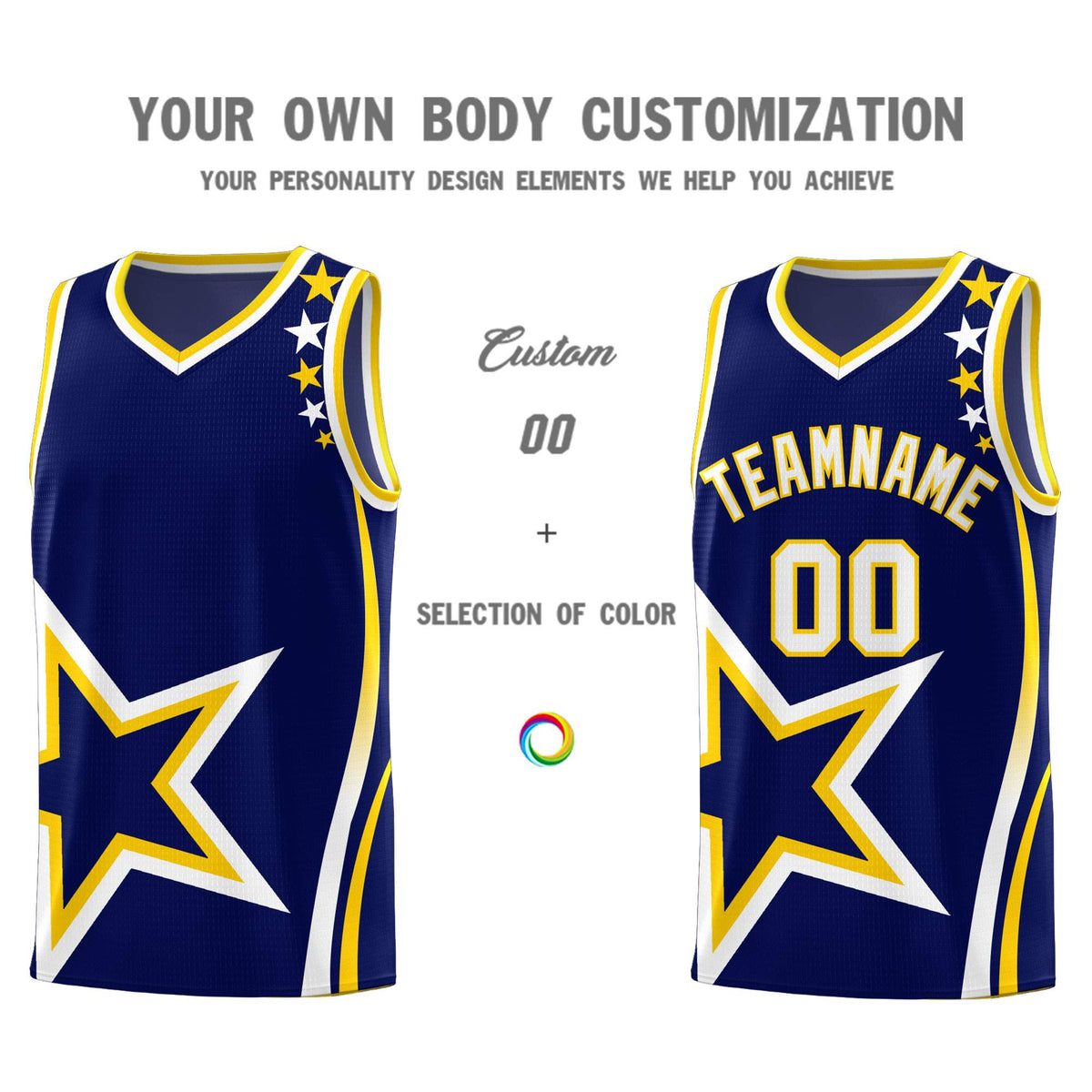 Custom Navy Shoulder Stars Graffiti Pattern Sets Basketball Jersey