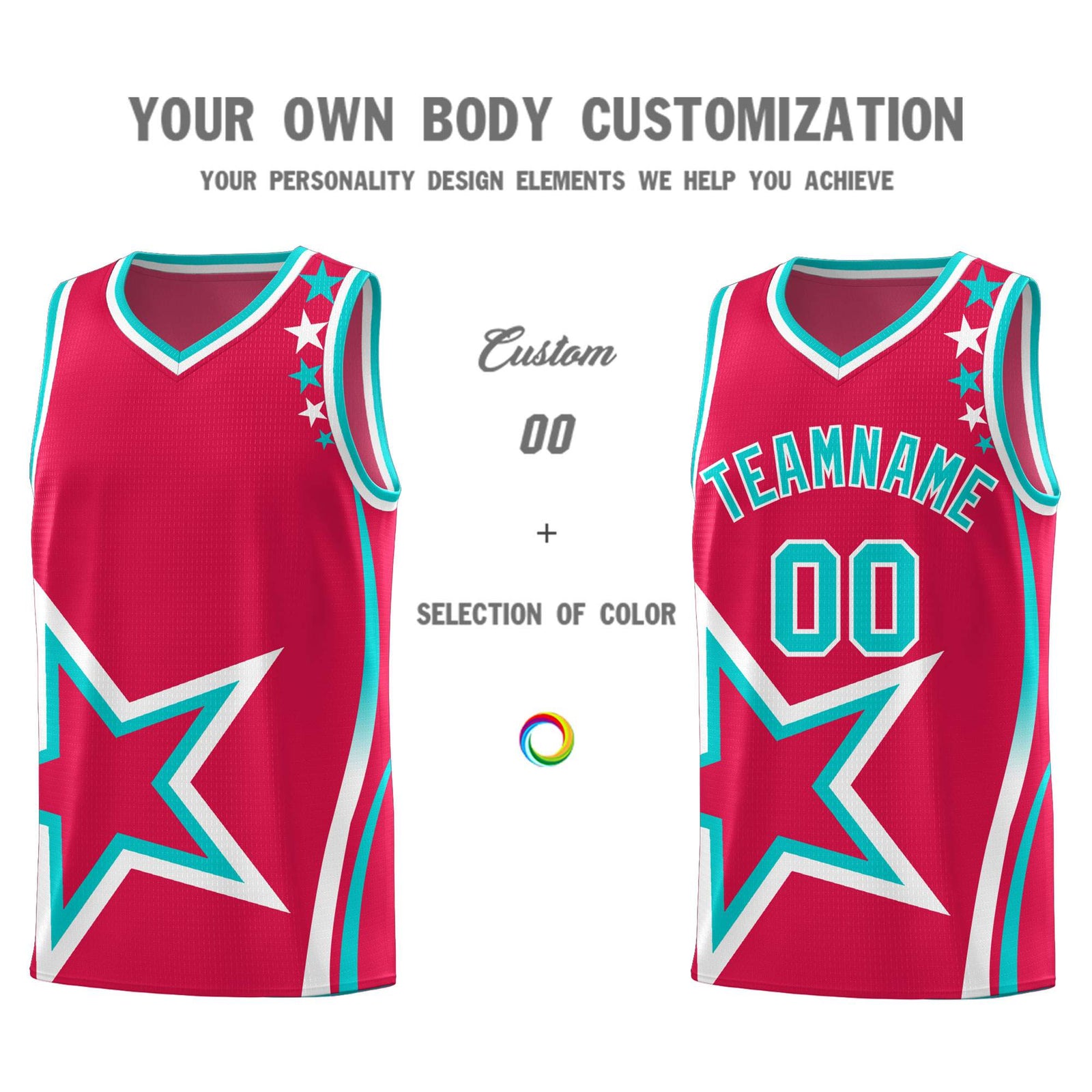 Custom Red Shoulder Stars Graffiti Pattern Sets Basketball Jersey