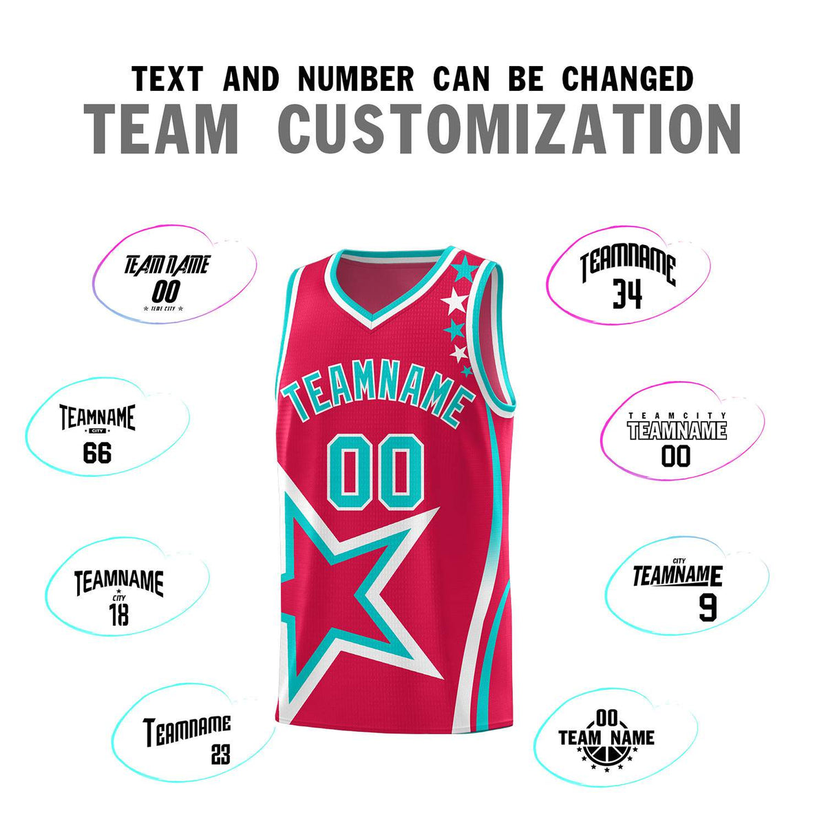 Custom Red Shoulder Stars Graffiti Pattern Sets Basketball Jersey