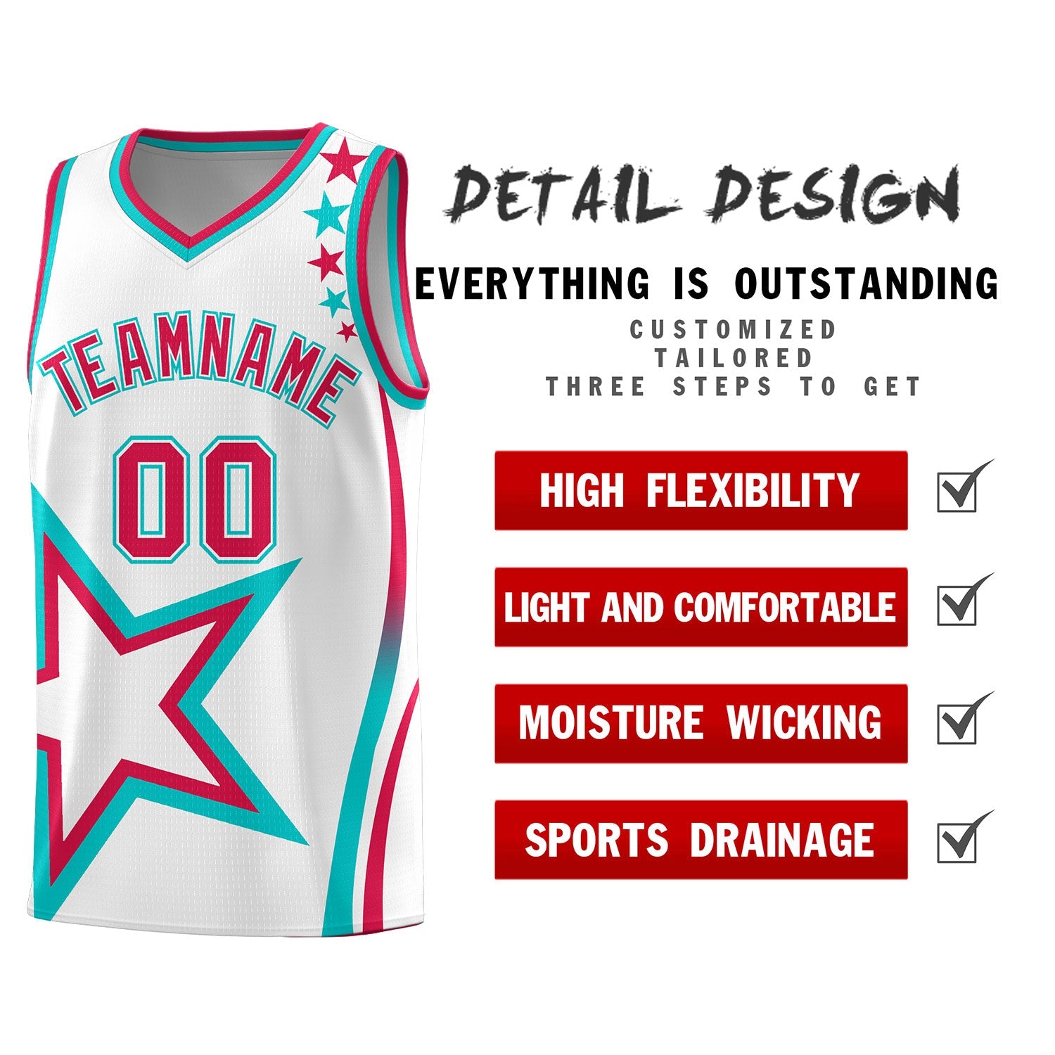 Custom White Shoulder Stars Graffiti Pattern Sets Basketball Jersey
