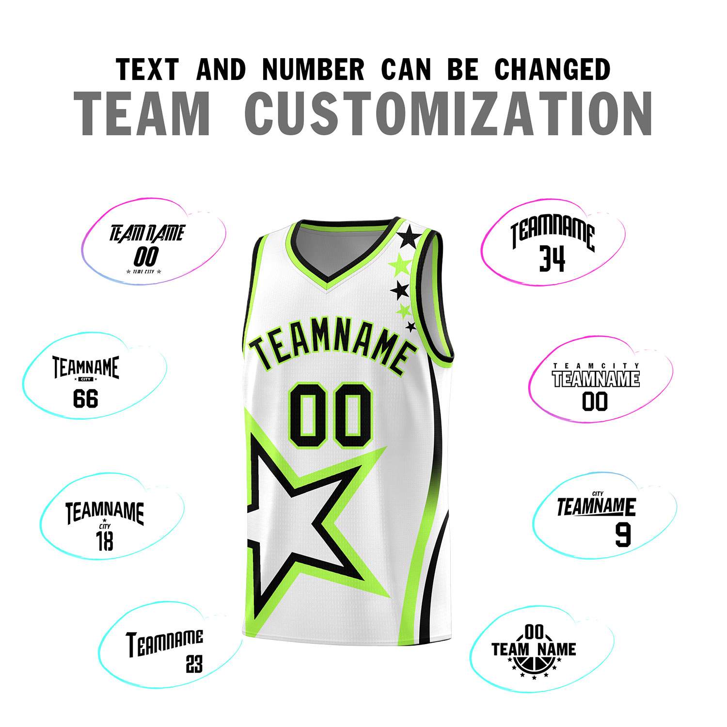 Custom White Shoulder Stars Graffiti Pattern Sets Basketball Jersey