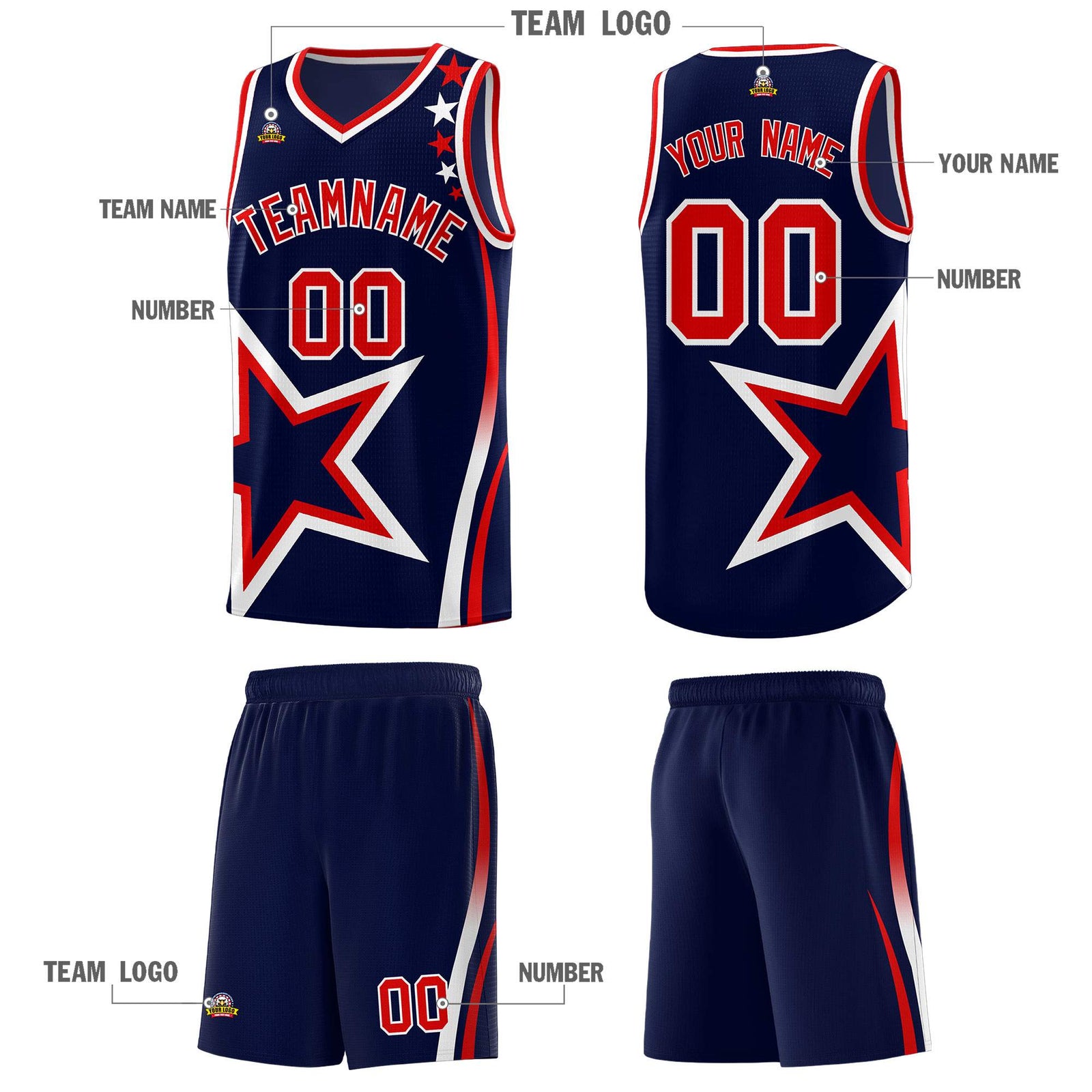 Custom Navy Shoulder Stars Graffiti Pattern Sets Basketball Jersey