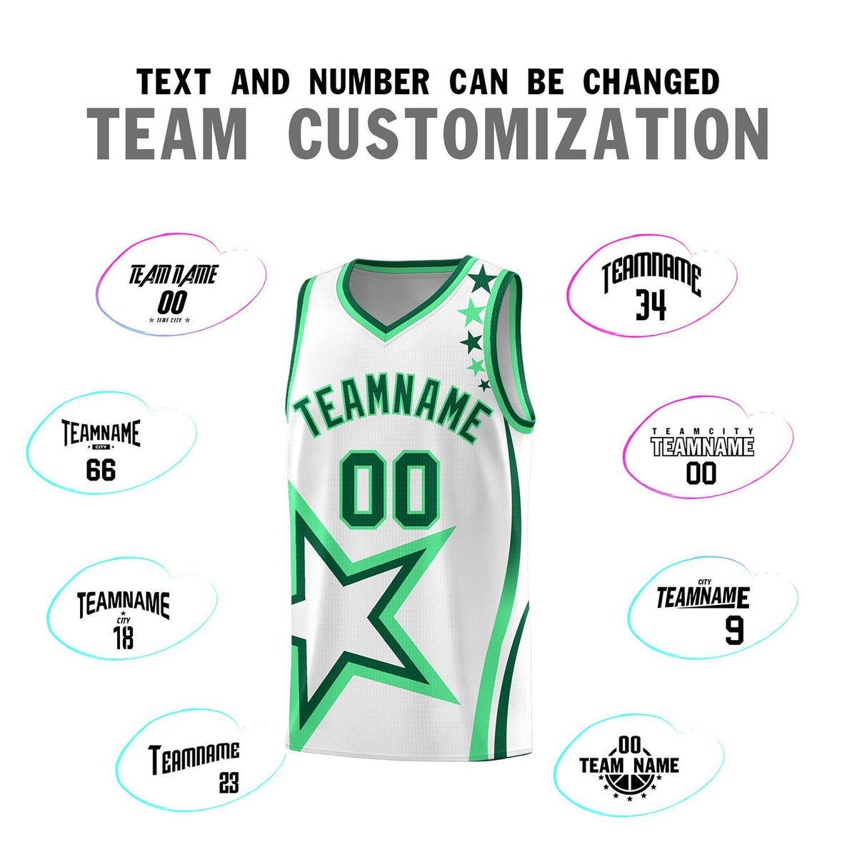 Custom White Shoulder Stars Graffiti Pattern Sets Basketball Jersey