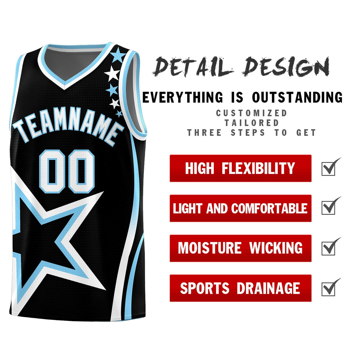 Custom Black Shoulder Stars Graffiti Pattern Sets Basketball Jersey