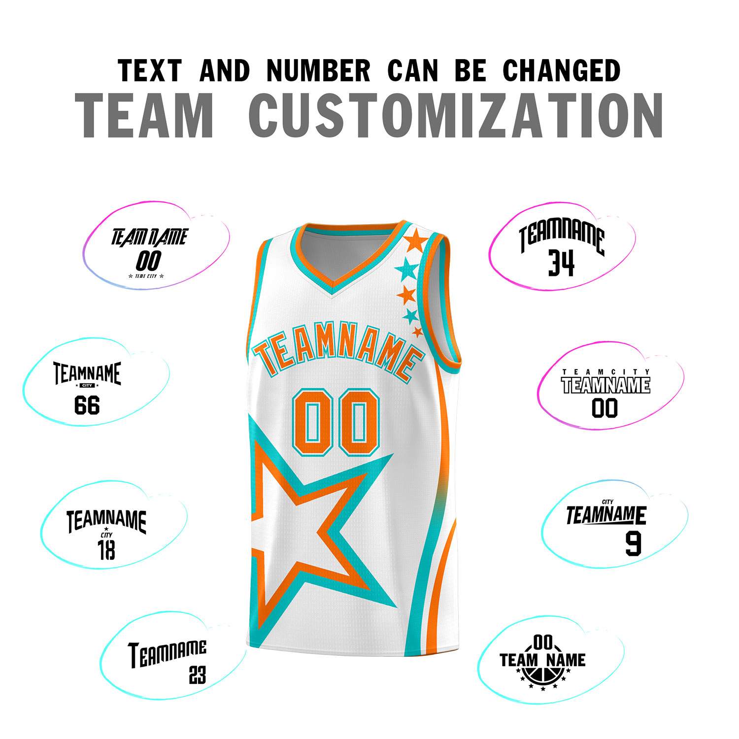 Custom White Shoulder Stars Graffiti Pattern Sets Basketball Jersey