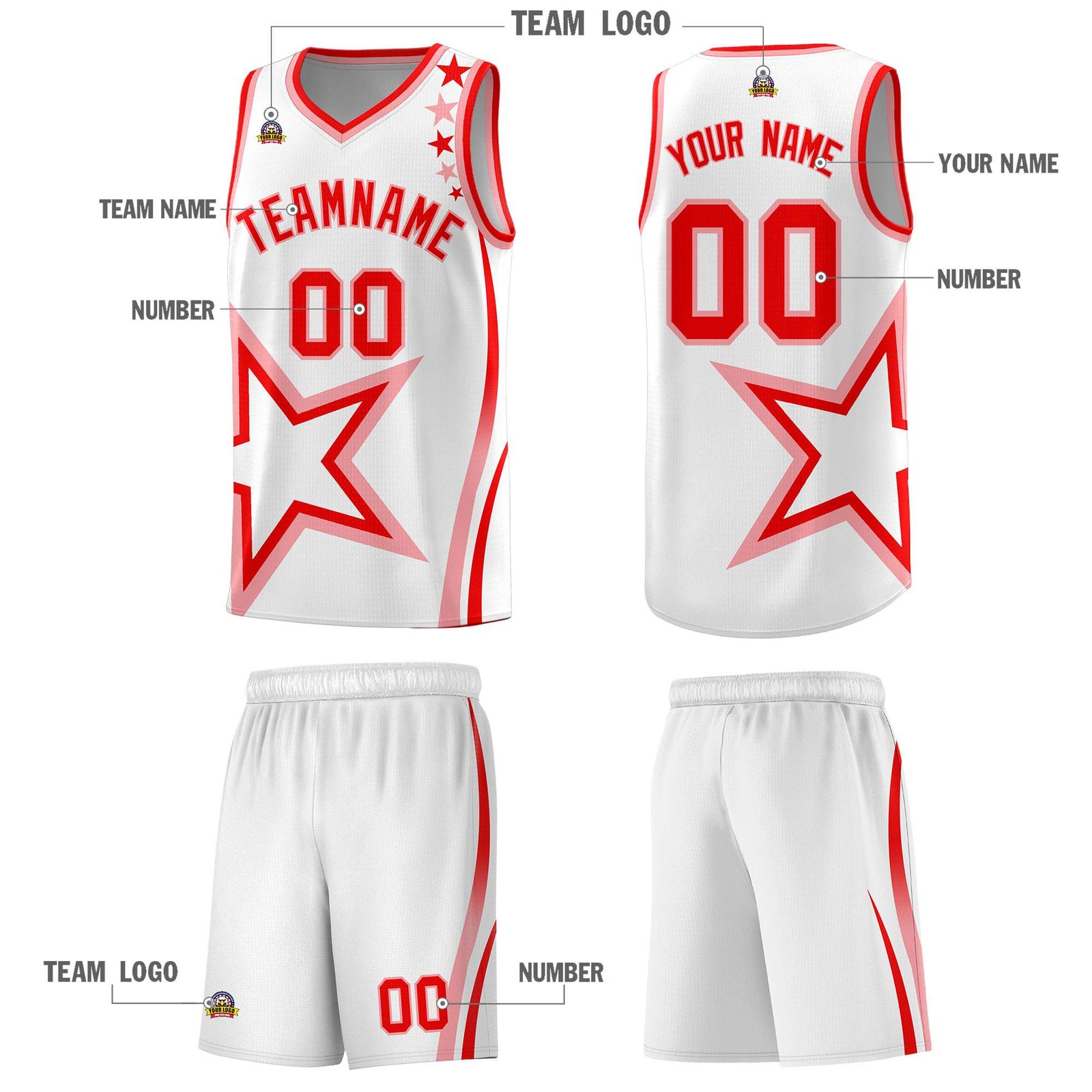 Custom White Shoulder Stars Graffiti Pattern Sets Basketball Jersey