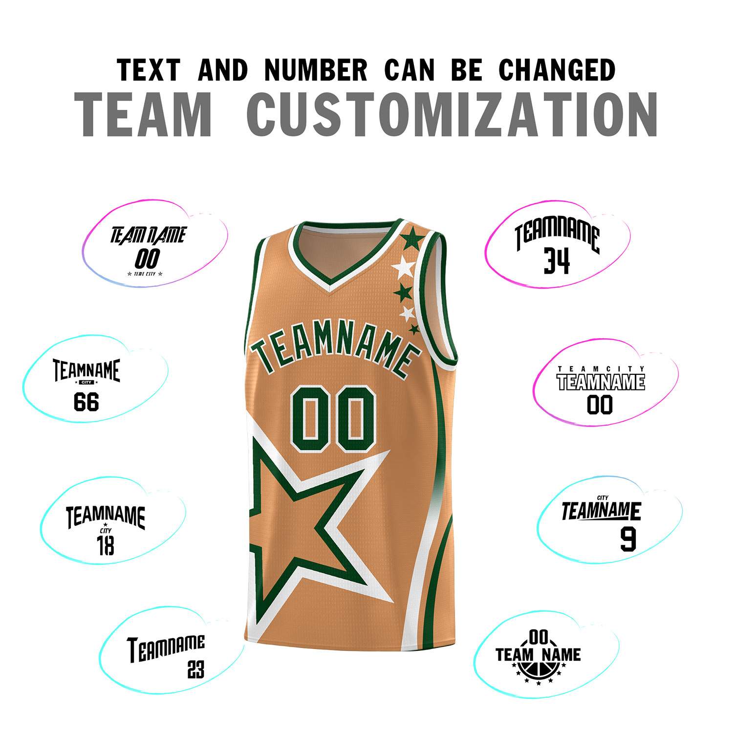 Custom Light Brown Shoulder Stars Graffiti Pattern Sets Basketball Jersey