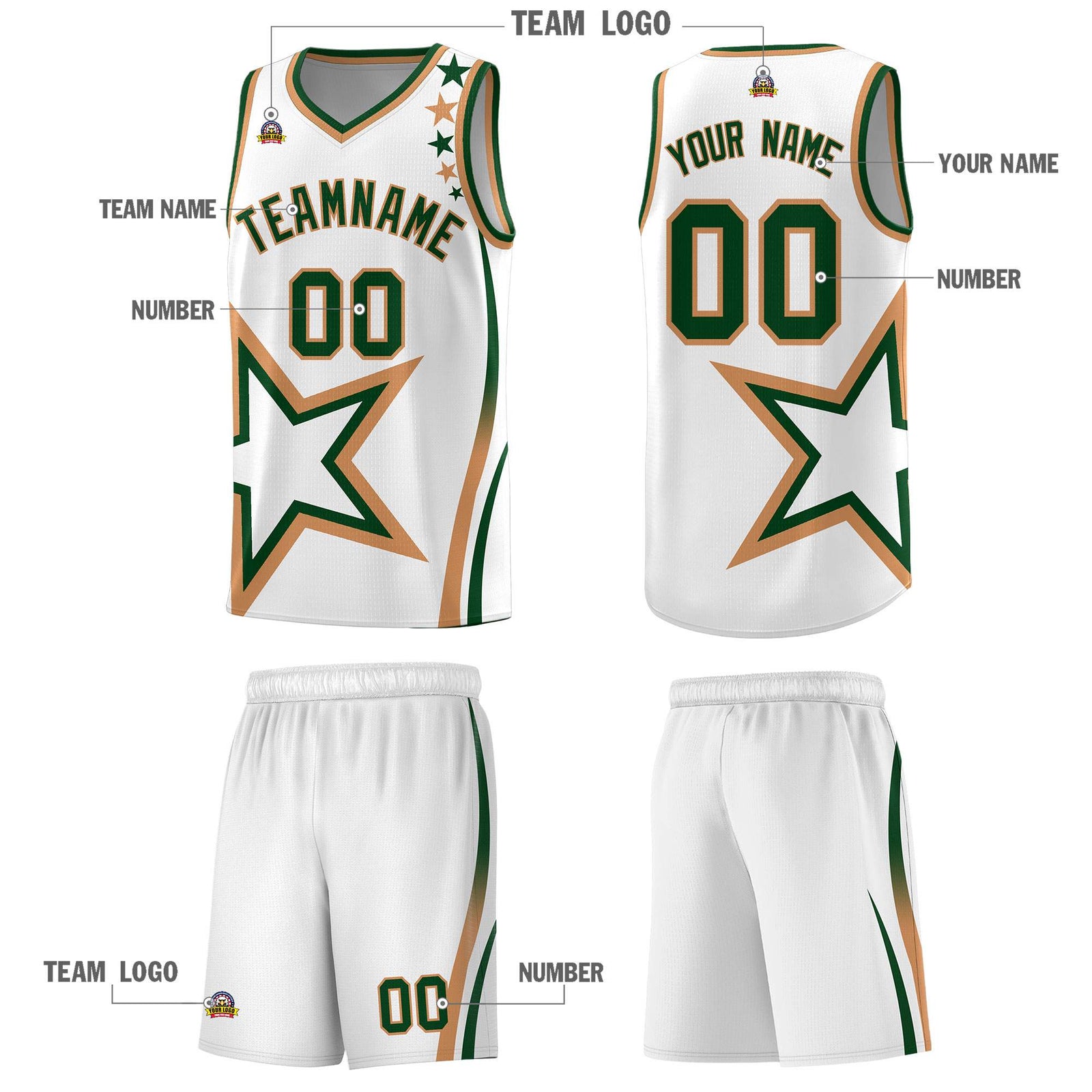 Custom White Shoulder Stars Graffiti Pattern Sets Basketball Jersey