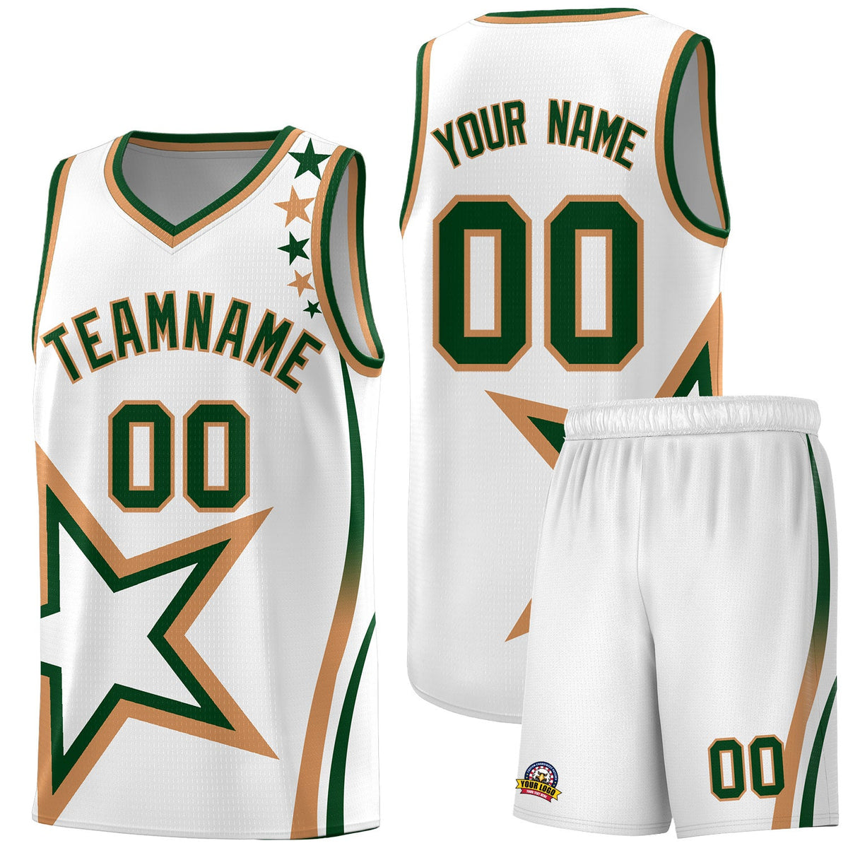 Custom White Shoulder Stars Graffiti Pattern Sets Basketball Jersey