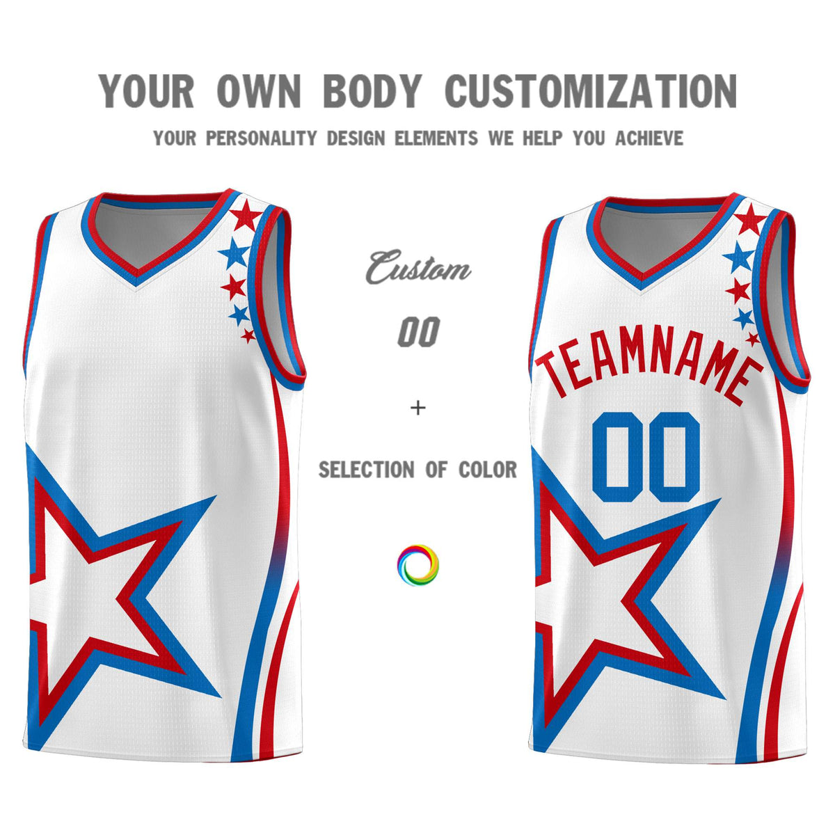 Custom White Shoulder Stars Graffiti Pattern Sets Basketball Jersey