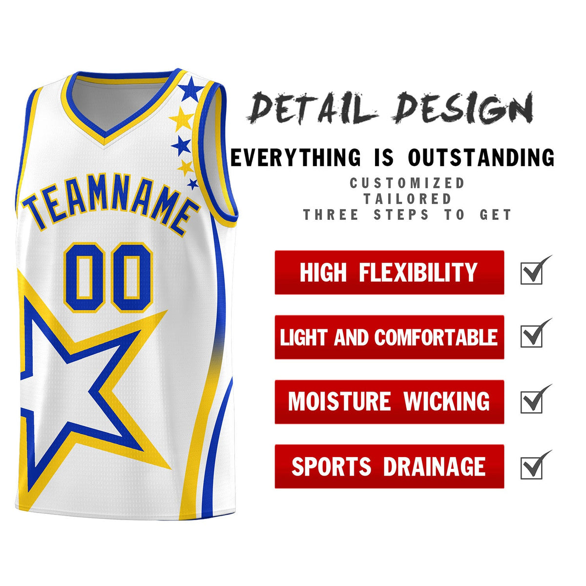 Custom White Shoulder Stars Graffiti Pattern Sets Basketball Jersey